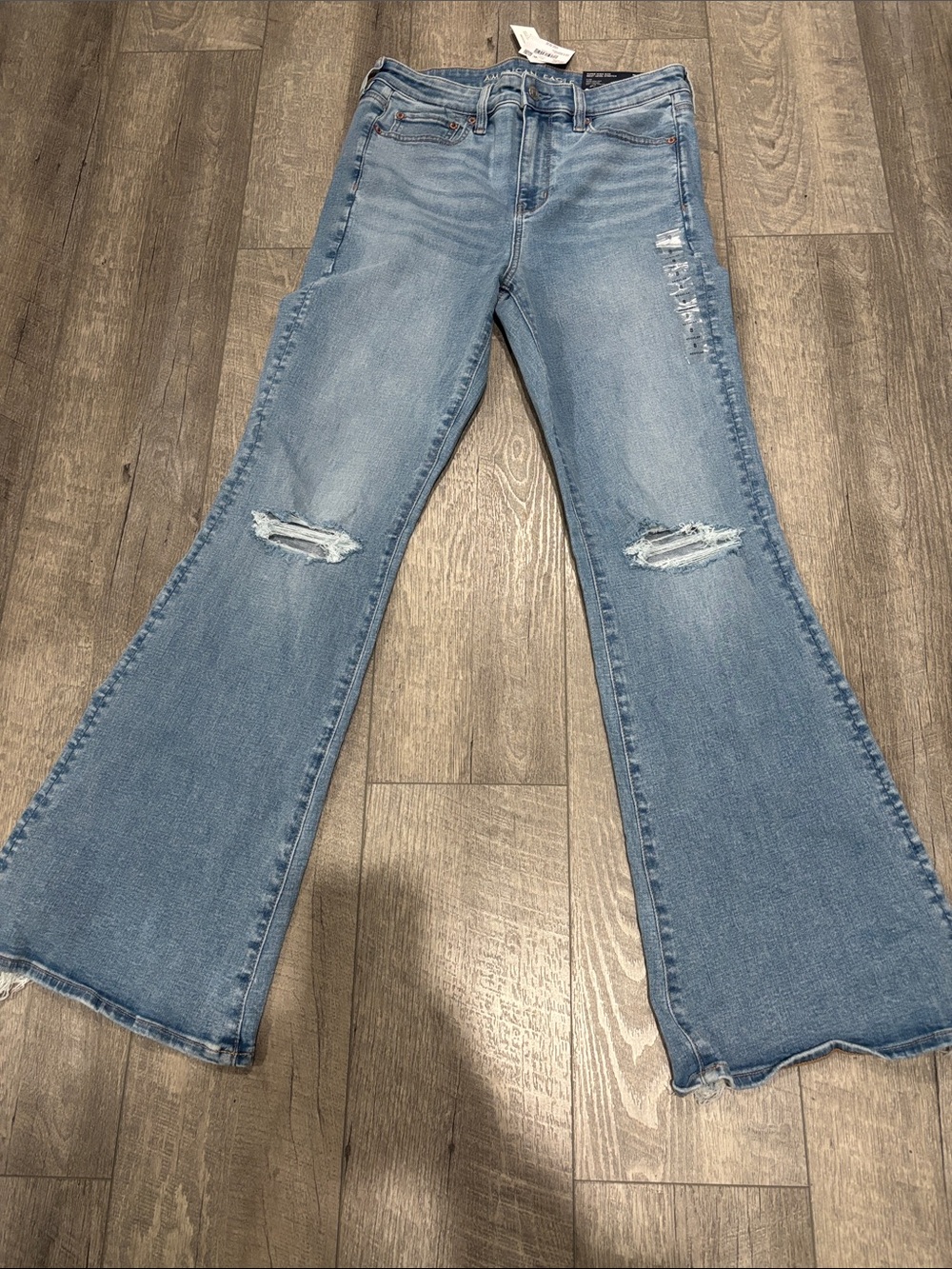 American Eagle Outfitters Light Blue Distressed Flare Jeans